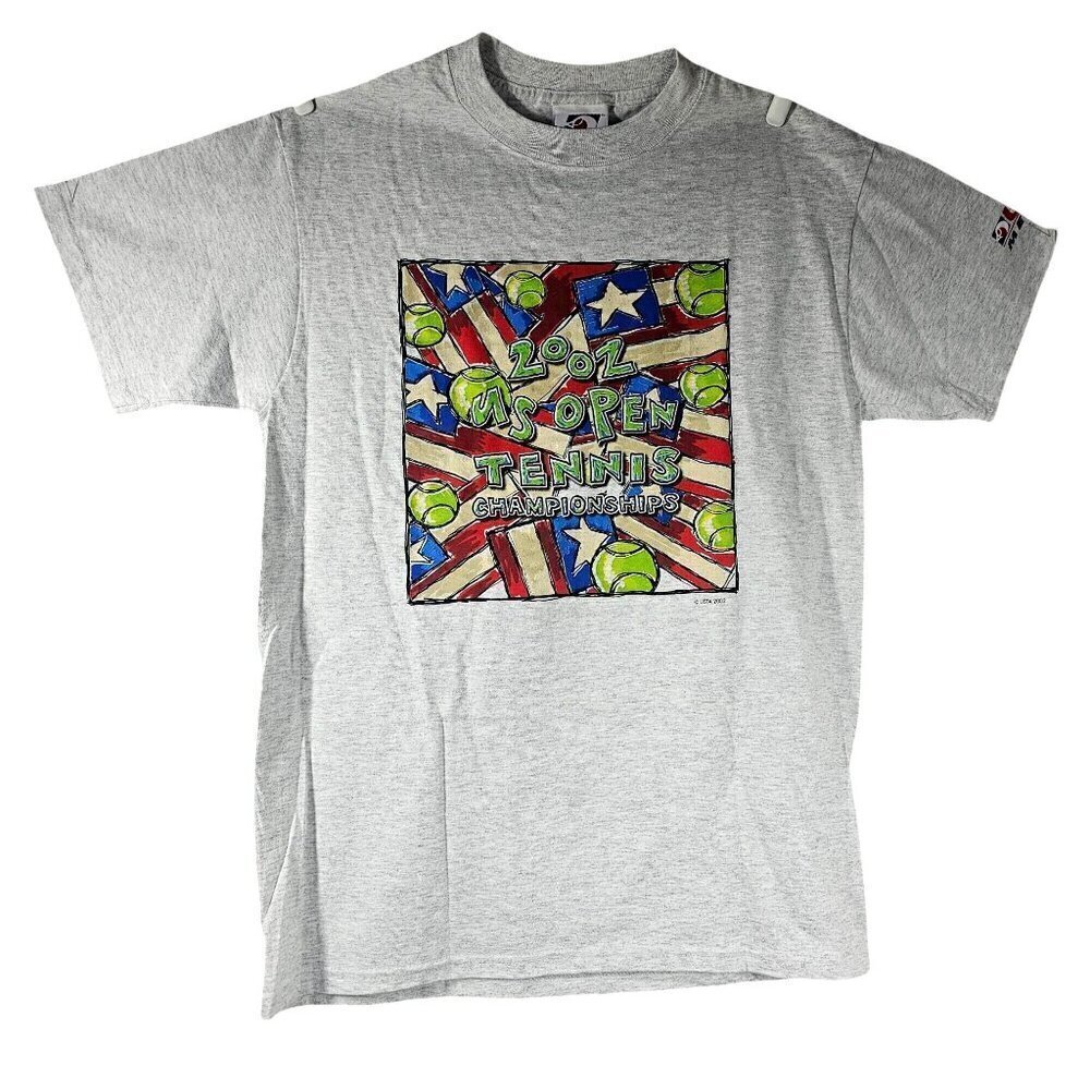 USTA 2002 US Open Tennis Championships T-Shirt Unisex M Gray Vintage NEW
